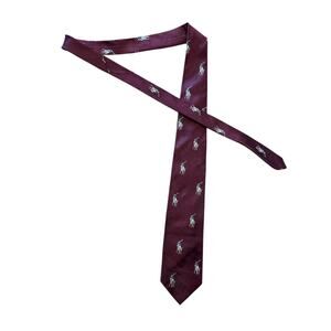Polo Ralph Lauren Silk Tie Burgundy Multi Color Pony Logo USA Handmade VTG